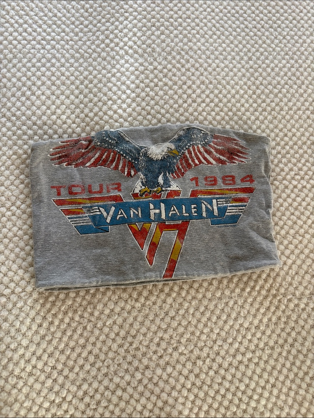 Van Halen 1984 Tour Strapless Top - Grey with Red & Blue Print